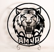 Тигр (Амур). Декоративное панно-часы из виниловой пластинки