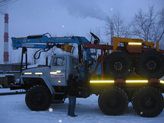 Лесовоз Урал с гидроманипулятором Атлант-C-100 с прицепом